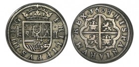 2 REALES. Segovia. 1608-C. XC-365. Pieza tipo. 6,40 g. RARA MBC+