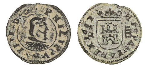 4 MARAVEDÍS. Coruña. 1662-R. XC-1309, JS-M174. 1,08 g. RARA. MBC