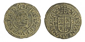 8 MARAVEDÍS. Burgos. 1663-R. XC-1260, JS:M-20. 1,87 g. Magnífico ejemplar. EBC