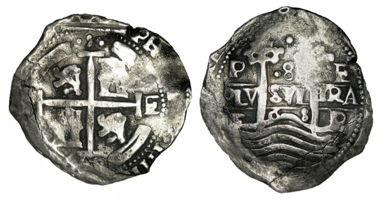 8 REALES. Potosí. 1668-E. Falsificación de época. XC-343 (vte. por leones y cast...