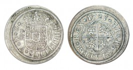 1 REAL. Segovia. 1728/7-F. XC-1694 (Vte. por sobrefecha). 2,88 g. Flan grande. RARA. EBC