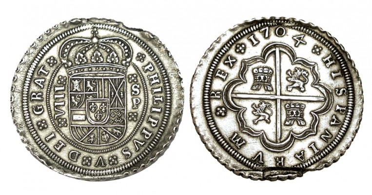 8 REALES. Sevilla. 1704-P. XC-922. Ligero fallo de acuñación normal en este tipo...