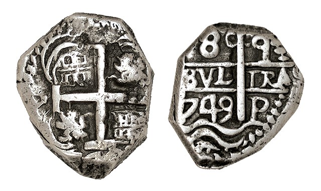 8 REALES. Potosí. 1749-q. XC-359 (Vte.). Peso y módulo de 4 reales para su posib...