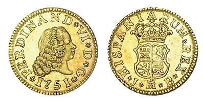 1/2 ESCUDO. Madrid. 1751-JB. XC-247. 1,78 g. EBC