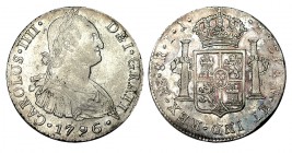 8 REALES. Lima. 1796-IJ. XC-651. 26,99 g. Ligera pátina. EBC+
