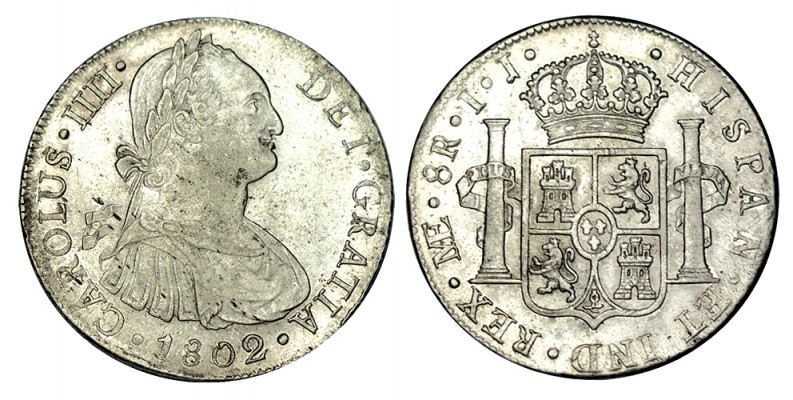 8 REALES. Lima. 1802-IJ. XC-657. 27,12 g. EBC