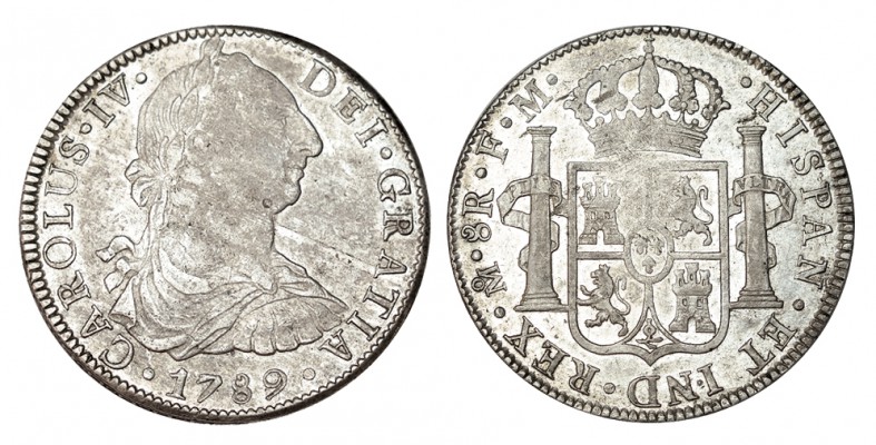 8 REALES. México. 1789-FM. XC-681. 26,79 g. Resto de B.O. MBC+