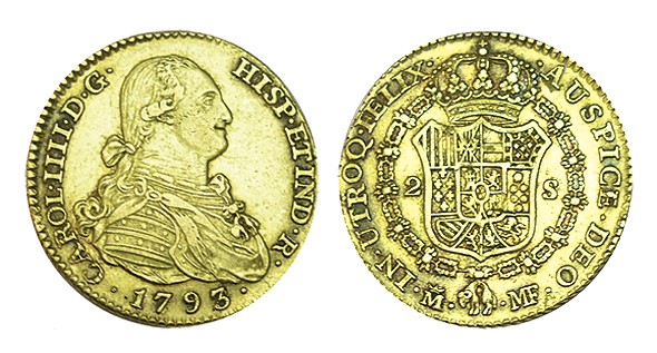 2 ESCUDOS. Madrid. 1793/2-MF. XC-325. 6,76 g. MBC+