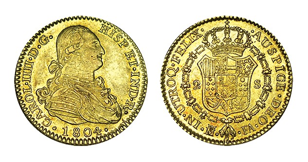 2 ESCUDOS. Madrid. 1804-FA. XC-347. 6,80 g. EBC