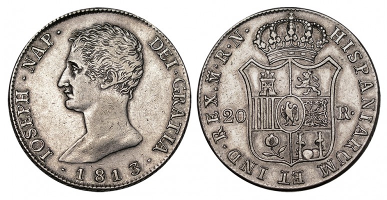 20 REALES. Madrid. 1813-RN. XC-31. 26,62 g. MUY ESCASA. EBC