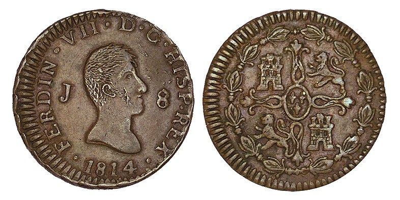 8 MARAVEDÍS. Jubia. 1814. XC-1546. 10,86 g. EBC