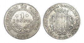 1 PESETA. Barcelona. 1837-PS. XC-258. 5,88 g. ESCASA. MBC