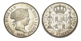 10 REALES. Madrid. 1860. XC-229. 12,96 g. EBC/EBC+
