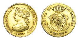 20 REALES (oro). Madrid. 1861. XC-119. 1,56 g. ESCASA. MBC/MBC+