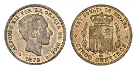 5 CÉNTIMOS. Barcelona. 1879-OM. XC-73. 4,93 g. SC