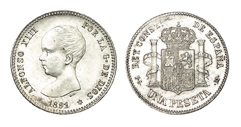 1 PESETA. 1891(XX-91)-PGM. XC-38. Brillo original. 5,08 g. (SC-)