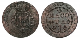 PORTUGAL (ANGOLA). 1 Macuta 1814. AG-03.01. Restos de B.O. 9,20 g. ESCASA. MBC+/EBC-