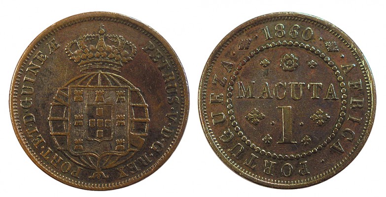 ANGOLA. 1 Macuta. 1860. Pedro V. W/KM-59. 37,80 g. EBC-
