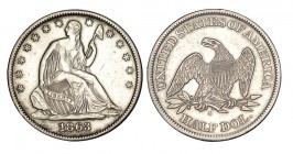 ESTADOS UNIDOS. 1/2 Dólar. San Francisco. 1863-S. W/KM-A68. 12,38 g. EBC