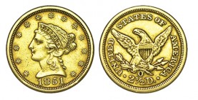 ESTADOS UNIDOS. 2 1/2 Dólares. Nueva Orleans. 1851-O. W/KM-72. 4,15 g. ESCASA- MBC