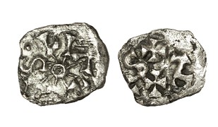 FRANCIA. Denario Merovingio. Marsellla. A/ Cruz, alrededor ly.: AVD nexadas o ta...