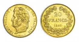 FRANCIA. 20 Francos. Luis Felipe. París. 1848-A. LF-38, W/KM-750.1. 6,46 g. EBC