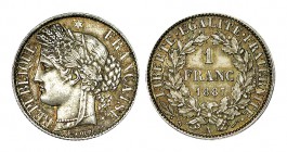 FRANCIA. 1 Franco. París. 1887-A. VG-465a. Bonito color. 5,00 g. SC
