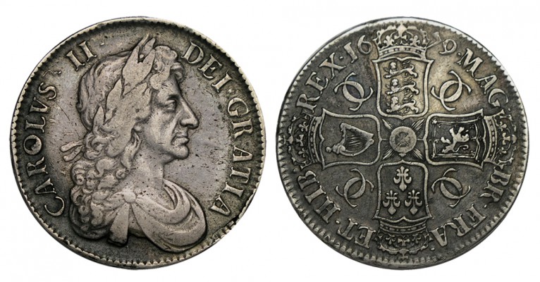GRAN BRETAÑA. 1 Corona. Carlos II. 1679. W/KM-445.1, CI-3359. Golpecito en canto...