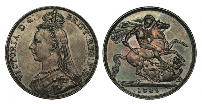 GRAN BRETAÑA. 1 Corona. Victoria. 1889.W/KM-765, CI-3921. Pátina de monetario. 2...