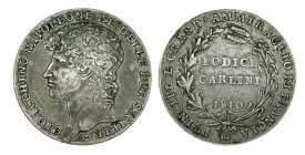 ITALIA (Nápoles y Sicilia). 12 (Dodici) Carlinos. 1810. W/C-103. 27,47 g. Bonito tono. ESCASA. MBC+