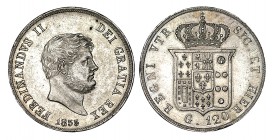ITALIA. (Nápoles y Sicilia). Fernando II. 120 Grana. 1855. W/C-153C. 27,56 g. Buen ejemplar. EBC