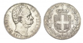 ITALIA. 5 Liras. Umberto I. 1879-R. W/KM-20. 24,93 g. EBC-