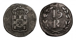 PORTUGAL (India Portuguesa). Damao. 15 Reis. María II. Sin fecha. AG-11.01. 9,32 g. MBC