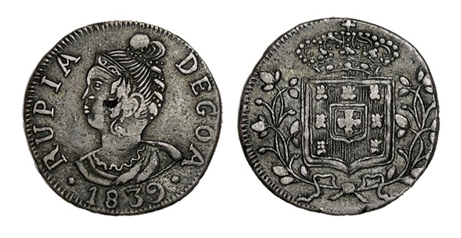 PORTUGAL (India Portuguesa). Goa. 1 Rupia. María II. 1839. AG-21.01. 10,83 g. Ma...