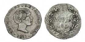 PORTUGAL (India Portuguesa). Goa. 1 Rupia. Pedro V. 1857. AG-09.02. 10,90 g. EBC-