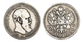 RUSIA. 1 Rublo. Alejandro III. 1894. Tirada corta. W/Y-46. 19,45 g. RARA. MBC-