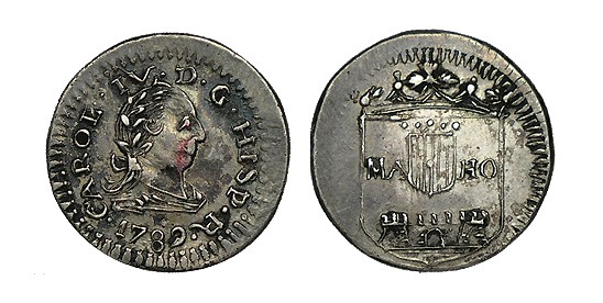 PROCLAMACIÓN EN MAHÓN. Carlos IV. 1789. Plata acuñada. Ø19mm. AH-69. 2,26 g. ESC...