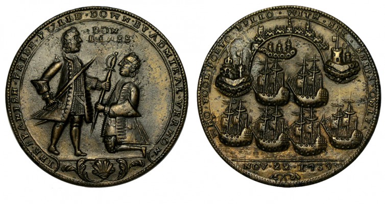 GRAN BRETAÑA. Toma de Portobello. 22 de noviembre de 1739. Blas de lezo arrodill...