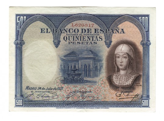 500 PESETAS. Madrid. 24 de Julio de 1927. S/Serie. … 0817. C-3. EBC-