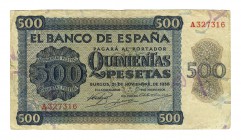 500 PESETAS. Burgos. 21 de Noviembre de 1936. Serie/ A … 7316. D-23. MBC