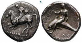 Calabria. Tarentum circa 302-280 BC.  Philokles, Si- and Ly-, magistrates. Nomos AR