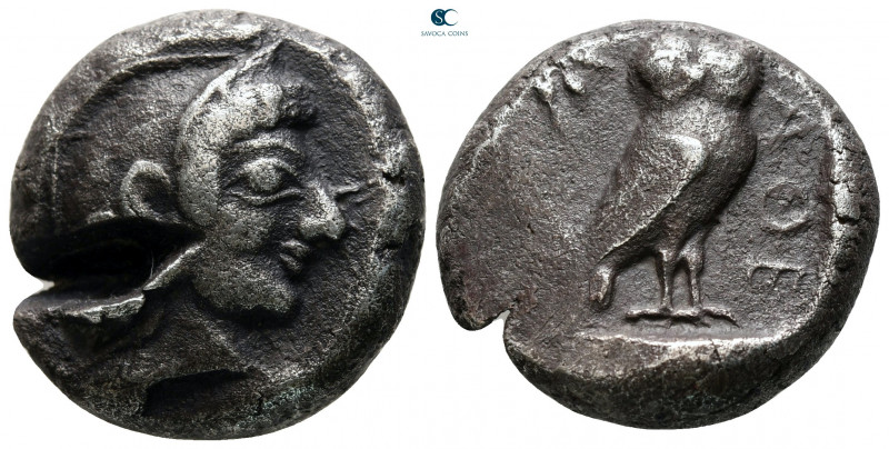 Attica. Athens circa 500-485 BC. 
Tetradrachm AR

23 mm, 16,58 g

Head of A...