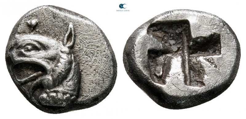 Ionia. Phokaia circa 521-478 BC. 
Hemidrachm AR

11 mm, 1,58 g

Head of gri...
