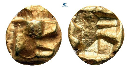 Ionia. Uncertain mint circa 625-600 BC. 
1/48 Stater EL

3 mm, 0,33 g

Rais...