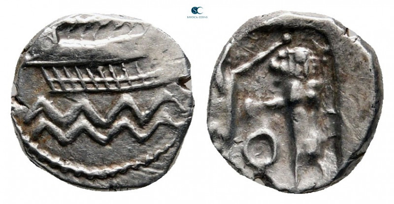 Phoenicia. Sidon. Time of Baalshallim II 401-366 BC. 
1/16 Shekel AR 

9 mm, ...