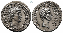 Marc Antony and Octavian 41 BC. M. Barbatius Pollio, quaestor pro praetore. Military mint moving with M.Antony (Ephesus ?). Denarius AR