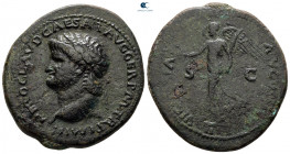 Nero AD 54-68. Lugdunum (Lyon). Dupondius Æ