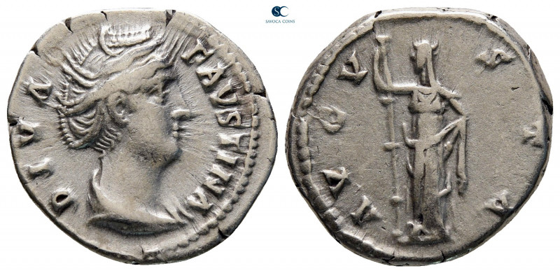 Diva Faustina I AD 140-141. Rome
Denarius AR

19 mm, 3,32 g

DIVA FAVSTINA,...