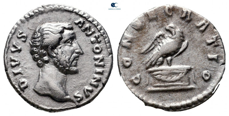 Divus Antoninus Pius after AD 161. Rome
Denarius AR

16 mm, 3,32 g

DIVVS A...