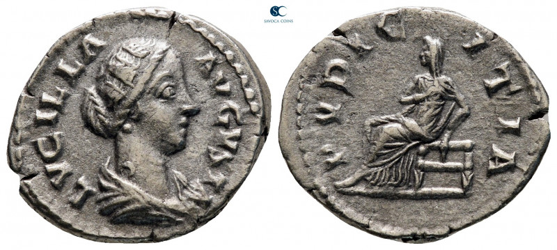 Lucilla AD 164-169. Rome
Denarius AR

20 mm, 2,87 g

LVCILLA AVGVSTA, drape...